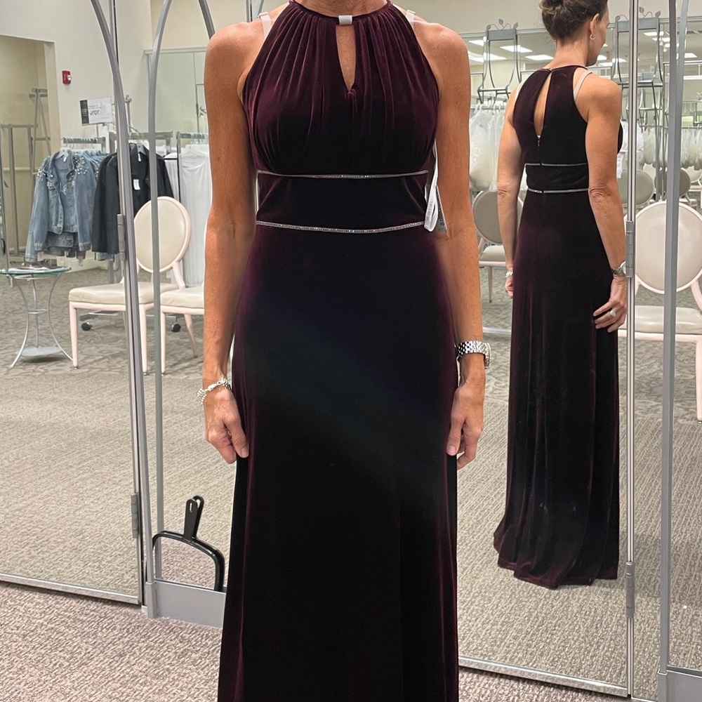 Oleg Cassini velvet wine mother of bride  / groom dress. NWT. Size 4 - Picture 11 of 13